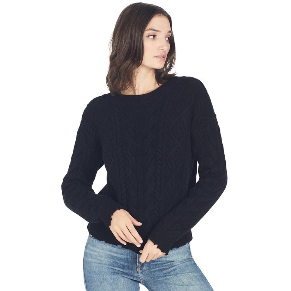 RtA Cashmere/Wool Zane Reverse V-Neck Sweater Cachet Black Size M NWT